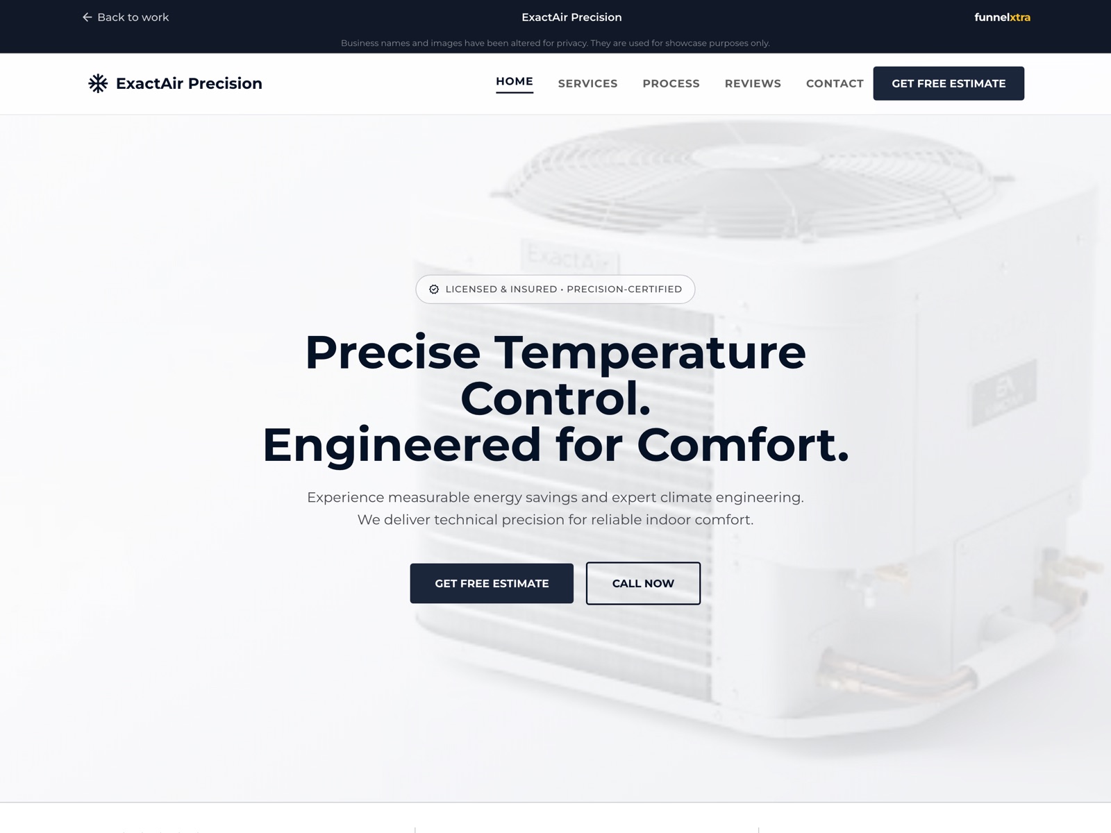 ExactAir Precision landing page